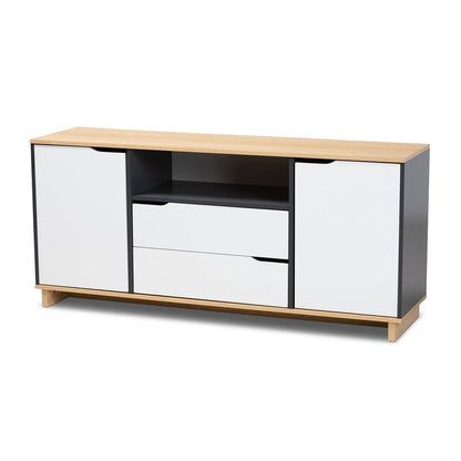 BAXTON STUDIO REED MID-CENTURY MODERN MULTICOLOR 2-DOOR WOOD DINING ROOM SIDEBOARD