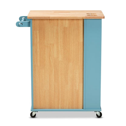 BAXTON STUDIO LIONA MODERN AND CONTEMPORARY SKY BLUE FINISHED WOOD KITCHEN STORAGE CART