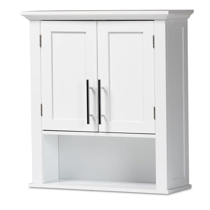 BAXTON STUDIO TURNER MODERN AND CONTEMPORARY WHITE FINISHED WOOD 2-DOOR BATHROOM WALL STORAGE CABINET