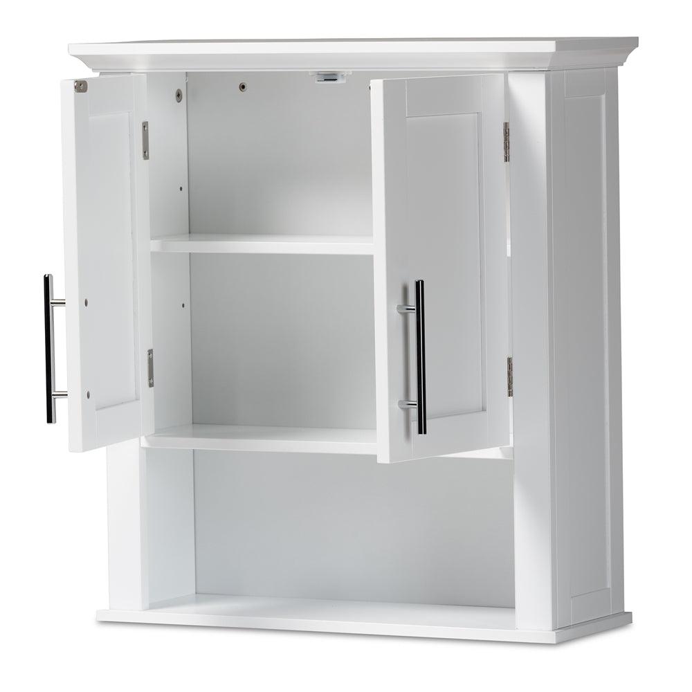 BAXTON STUDIO TURNER MODERN AND CONTEMPORARY WHITE FINISHED WOOD 2-DOOR BATHROOM WALL STORAGE CABINET