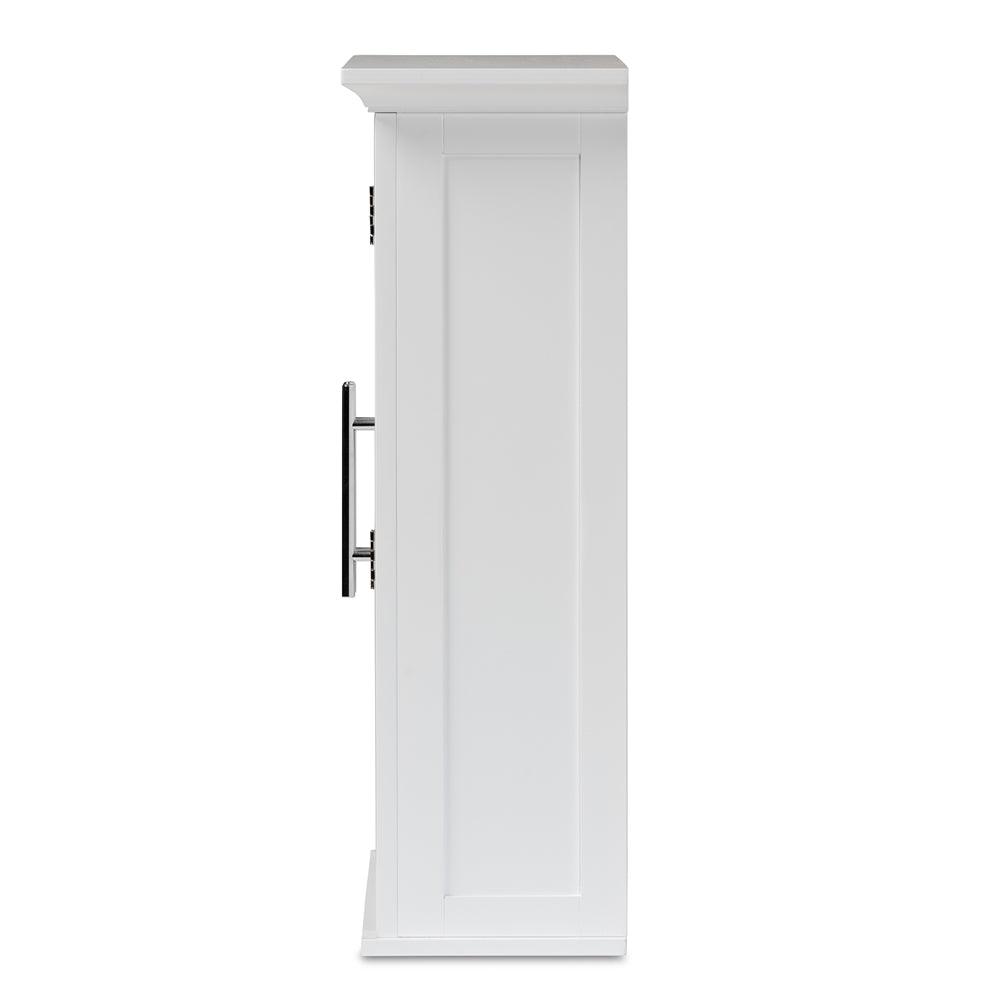 BAXTON STUDIO TURNER MODERN AND CONTEMPORARY WHITE FINISHED WOOD 2-DOOR BATHROOM WALL STORAGE CABINET