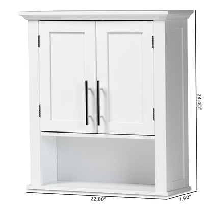 BAXTON STUDIO TURNER MODERN AND CONTEMPORARY WHITE FINISHED WOOD 2-DOOR BATHROOM WALL STORAGE CABINET