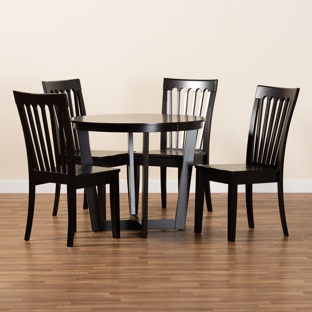 BAXTON STUDIO SASA MODERN AND CONTEMPORARY DARK BROWN FINISHED WOOD 5-PIECE DINING SET