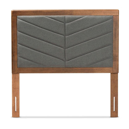 BAXTON STUDIO IDEN MODERN AND CONTEMPORARY DARK GREY FABRIC UPHOLSTERED AND WALNUT BROWN FINISHED WOOD TWIN SIZE HEADBOARD