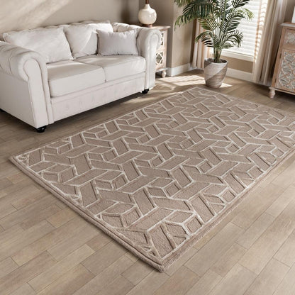 BAXTON STUDIO VIGO MODERN AND CONTEMPORARY SAND HAND-TUFTED WOOL BLEND AREA RUG