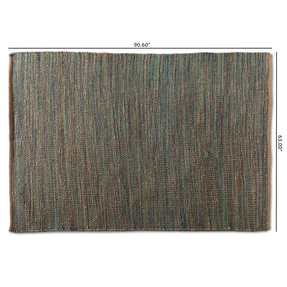 BAXTON STUDIO MICHIGAN MODERN AND CONTEMPORARY BLUE HANDWOVEN HEMP BLEND AREA RUG