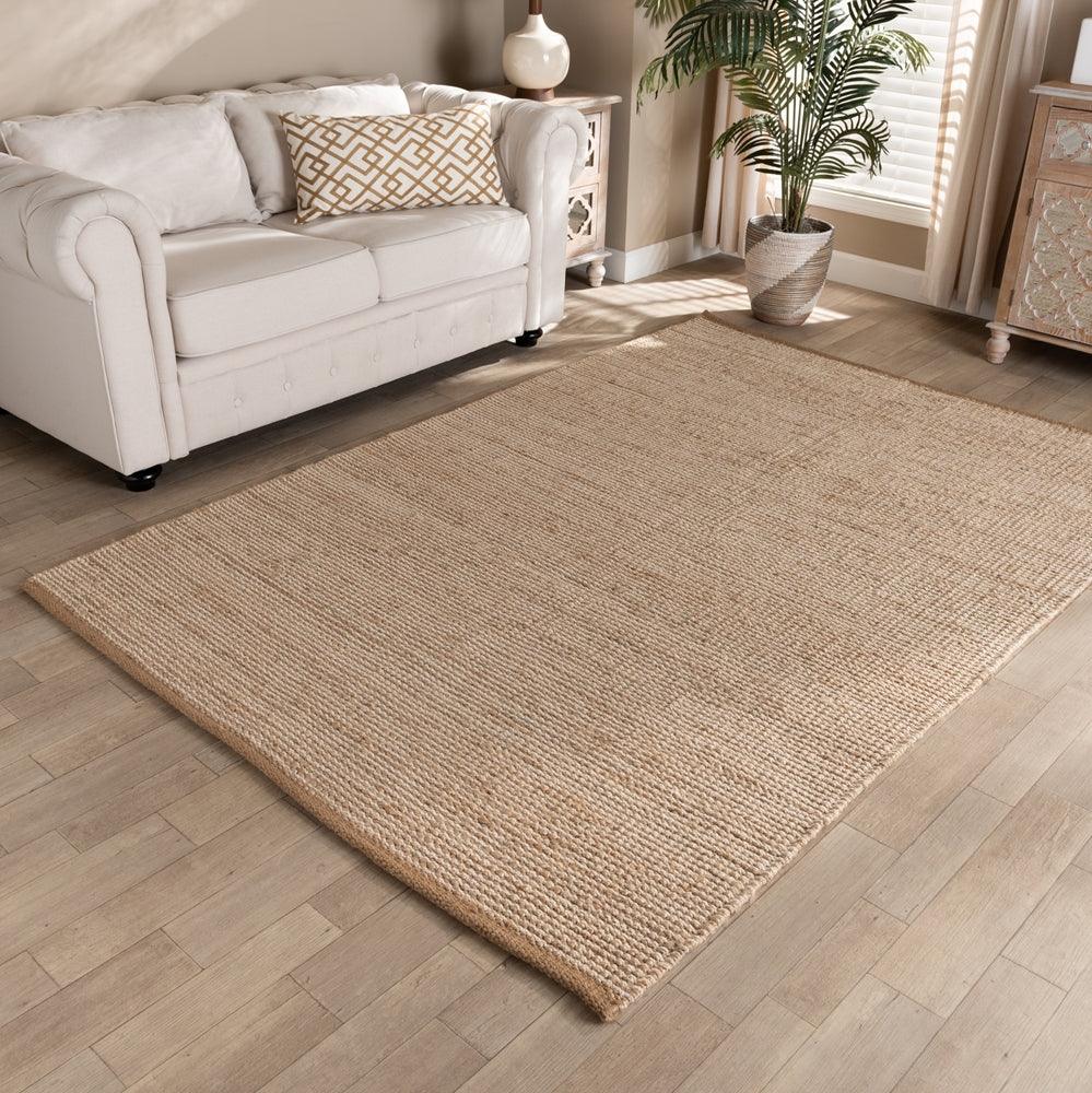 BAXTON STUDIO MICHIGAN MODERN AND CONTEMPORARY NATURAL BROWN HANDWOVEN HEMP BLEND AREA RUG