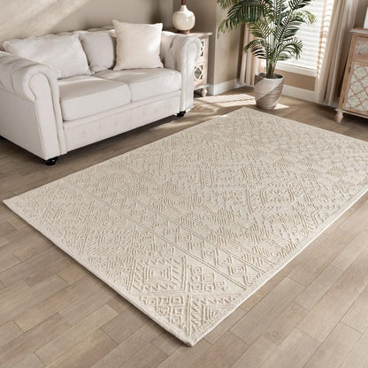 BAXTON STUDIO LINWOOD MODERN AND CONTEMPORARY IVORY HAND-TUFTED WOOL AREA RUG