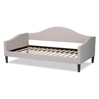 BAXTON STUDIO MILLIGAN MODERN AND CONTEMPORARY BEIGE FABRIC UPHOLSTERED AND DARK BROWN FINISHED WOOD FULL SIZE DAYBED