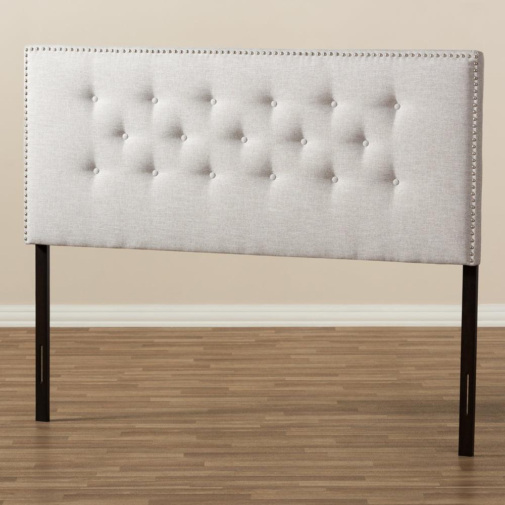 BAXTON STUDIO WINDSOR MODERN AND CONTEMPORARY GREYISH BEIGE FABRIC UPHOLSTERED FULL SIZE HEADBOARD