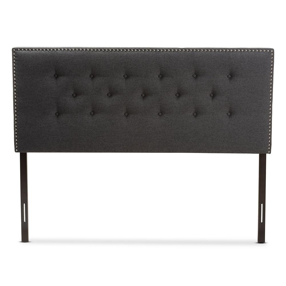 BAXTON STUDIO WINDSOR MODERN AND CONTEMPORARY DARK GREY FABRIC FULL SIZE HEADBOARD