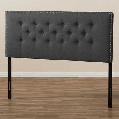 BAXTON STUDIO WINDSOR MODERN AND CONTEMPORARY DARK GREY FABRIC KING SIZE HEADBOARD