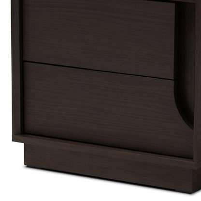 BAXTON STUDIO LARSINE MODERN AND CONTEMPORARY BROWN FINISHED 2-DRAWER NIGHTSTAND