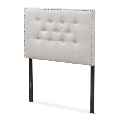 BAXTON STUDIO WINDSOR MODERN AND CONTEMPORARY GREYISH BEIGE FABRIC UPHOLSTERED TWIN SIZE HEADBOARD