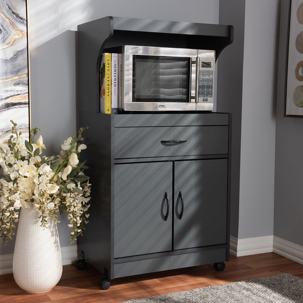 BAXTON STUDIO TANNIS MODERN AND CONTEMPORARY DARK GREY FINISHED KITCHEN CABINET