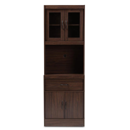 BAXTON STUDIO LAURANA MODERN AND CONTEMPORARY DARK WALNUT FINISHED KITCHEN CABINET AND HUTCH