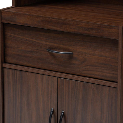 BAXTON STUDIO LAURANA MODERN AND CONTEMPORARY DARK WALNUT FINISHED KITCHEN CABINET AND HUTCH