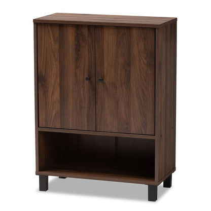 BAXTON STUDIO ROSSIN MODERN AND CONTEMPORARY WALNUT BROWN FINISHED 2-DOOR WOOD ENTRYWAY SHOE STORAGE CABINET