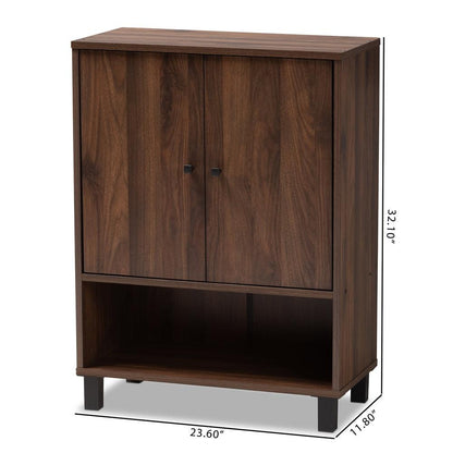 BAXTON STUDIO ROSSIN MODERN AND CONTEMPORARY WALNUT BROWN FINISHED 2-DOOR WOOD ENTRYWAY SHOE STORAGE CABINET