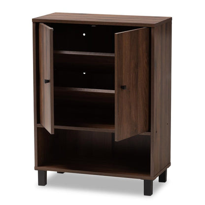 BAXTON STUDIO ROSSIN MODERN AND CONTEMPORARY WALNUT BROWN FINISHED 2-DOOR WOOD ENTRYWAY SHOE STORAGE CABINET