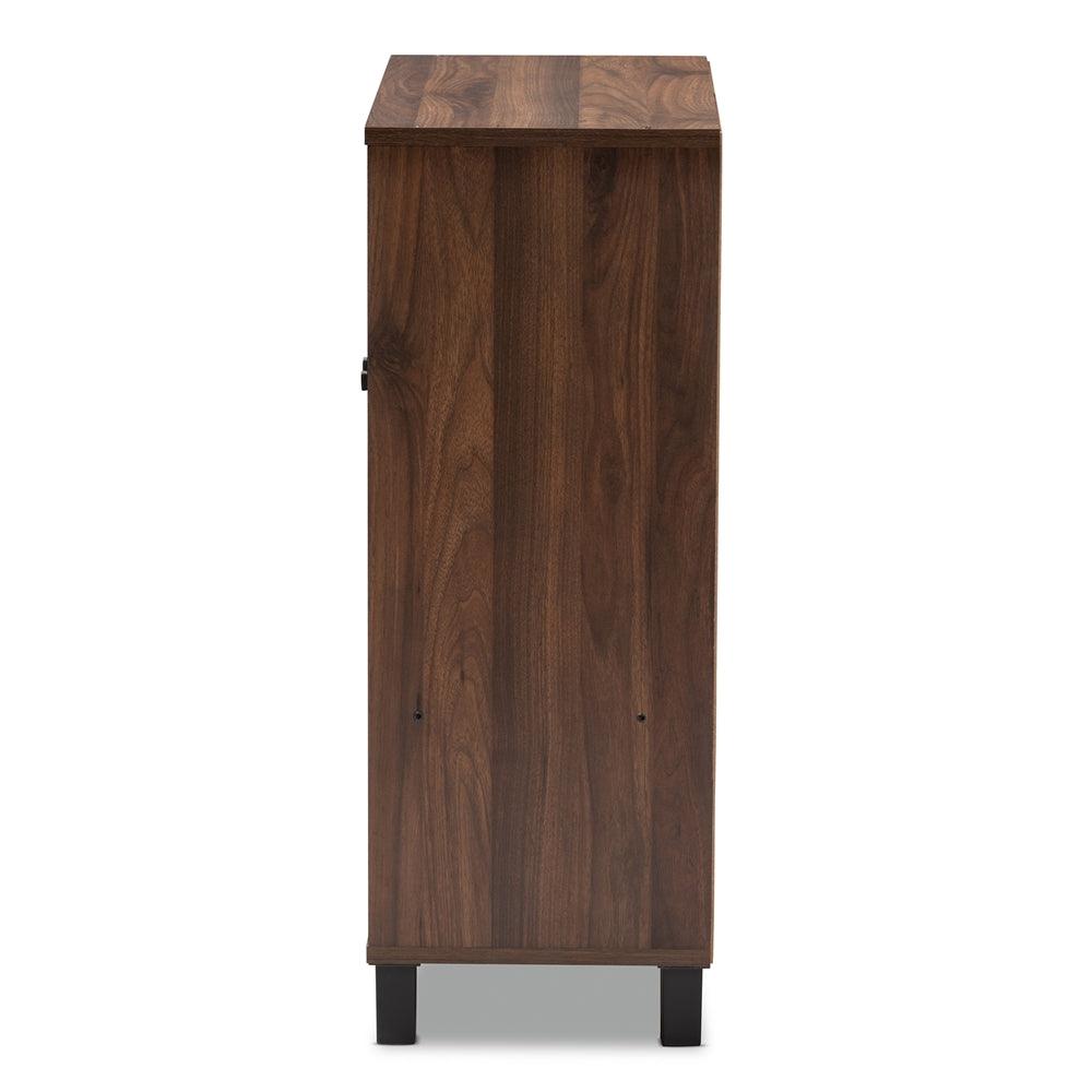 BAXTON STUDIO ROSSIN MODERN AND CONTEMPORARY WALNUT BROWN FINISHED 2-DOOR WOOD ENTRYWAY SHOE STORAGE CABINET