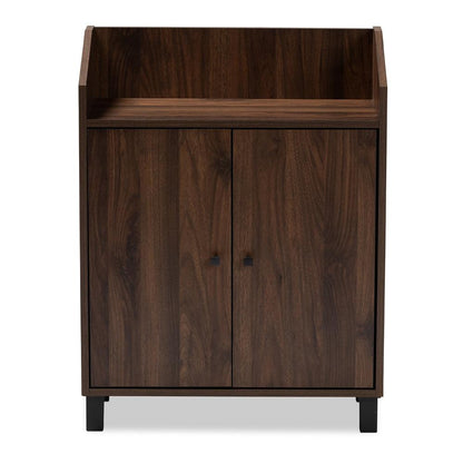 BAXTON STUDIO ROSSIN MODERN AND CONTEMPORARY WALNUT BROWN FINISHED 2-DOOR WOOD ENTRYWAY SHOE STORAGE CABINET WITH OPEN SHELF