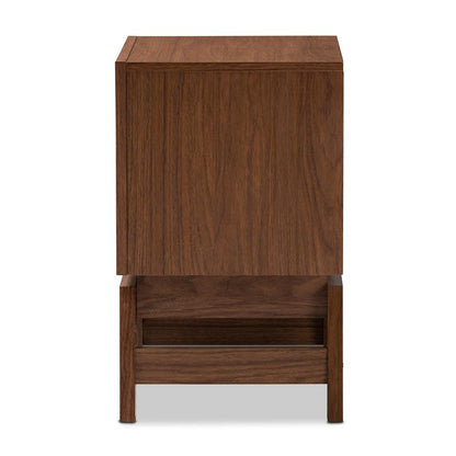 BAXTON STUDIO SVANTE MID-CENTURY MODERN WALNUT BROWN AND DARK GRAY FINISHED WOOD 1-DRAWER NIGHTSTAND