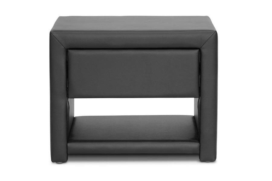 BAXTON STUDIO MASSEY BLACK UPHOLSTERED MODERN NIGHTSTAND