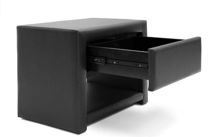 BAXTON STUDIO MASSEY BLACK UPHOLSTERED MODERN NIGHTSTAND