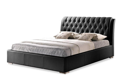 BIANCA BLACK MODERN BED WITH TUFTED HEADBOARD - QUEEN SIZE