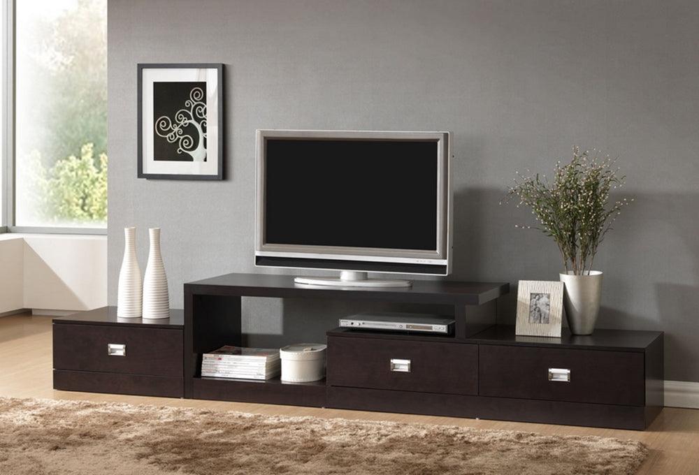 BAXTON STUDIO MARCONI BROWN ASYMMETRICAL MODERN TV STAND