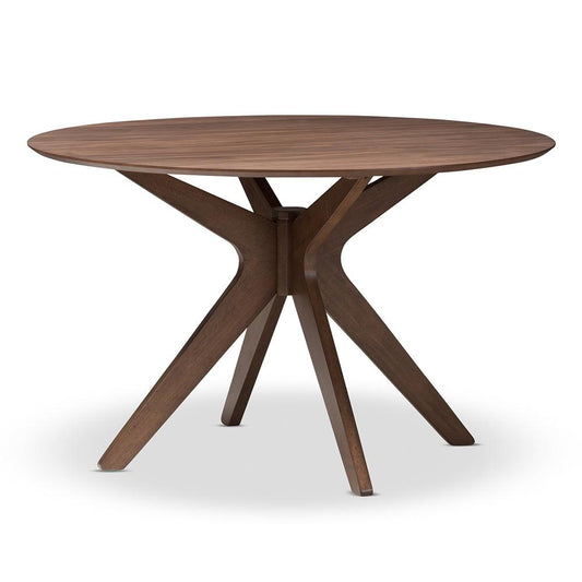 BAXTON STUDIO MONTE MID-CENTURY MODERN WALNUT WOOD 47-INCH ROUND DINING TABLE