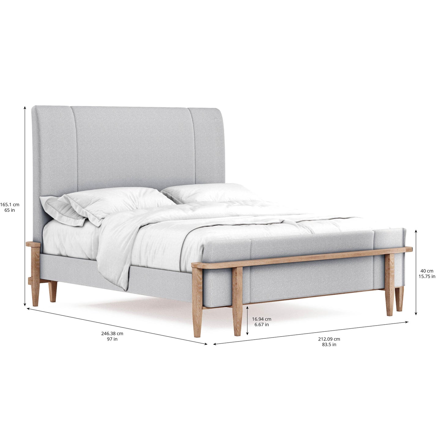 Post King Upholstered Panel Bed