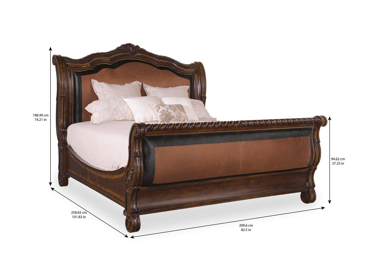 Valencia Eastern King Upholstered Sleigh Bed