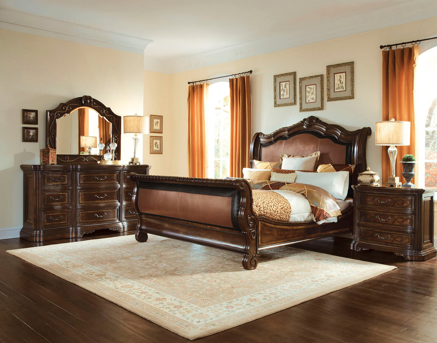 Valencia Eastern King Upholstered Sleigh Bed