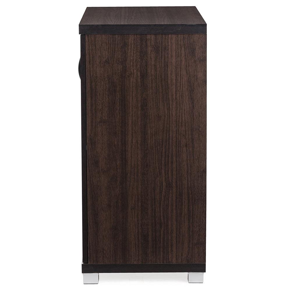 BAXTON STUDIO ZENTRA MODERN AND CONTEMPORARY DARK BROWN SIDEBOARD STORAGE CABINET WITH GLASS DOORS