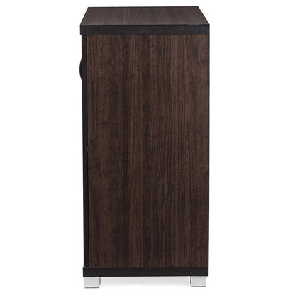 BAXTON STUDIO ZENTRA MODERN AND CONTEMPORARY DARK BROWN SIDEBOARD STORAGE CABINET WITH GLASS DOORS