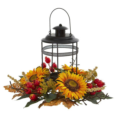 Sunflower Berry Artificial Arrangement Candelabrum