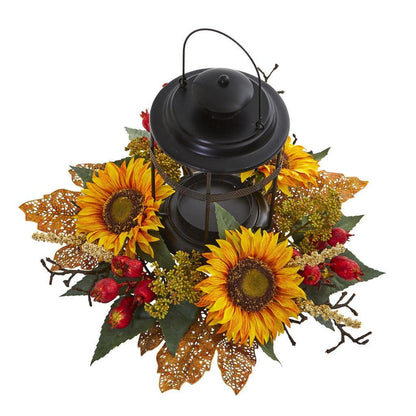 Sunflower Berry Artificial Arrangement Candelabrum