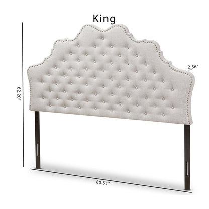 BAXTON STUDIO HILDA MODERN AND CONTEMPORARY GREYISH BEIGE FABRIC KING SIZE HEADBOARD