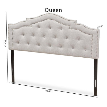 BAXTON STUDIO EDITH MODERN AND CONTEMPORARY GREYISH BEIGE FABRIC QUEEN SIZE HEADBOARD