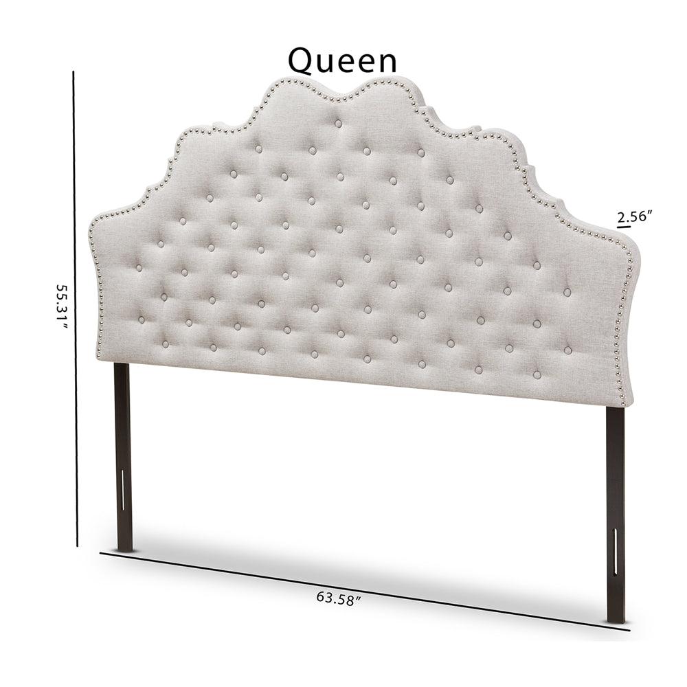 BAXTON STUDIO HILDA MODERN AND CONTEMPORARY GREYISH BEIGE FABRIC QUEEN SIZE HEADBOARD